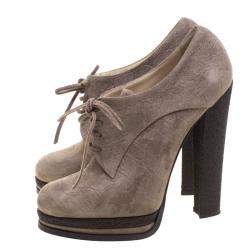 Pre Owned Casadei Brown Suede Lace Up Derby Platform Ankle Boots Size 36