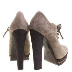 Pre Owned Casadei Brown Suede Lace Up Derby Platform Ankle Boots Size 36