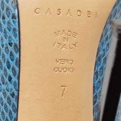 Casadei Blue/Black Python Leather Pointed Pumps Size 37