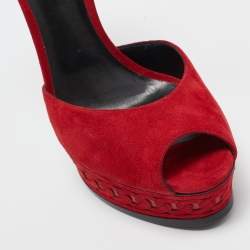 Casadei Red Suede Ankle Strap Sandals Size 40