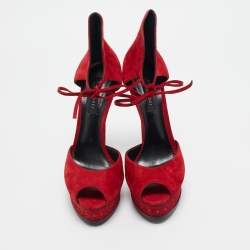 Casadei Red Suede Ankle Strap Sandals Size 40