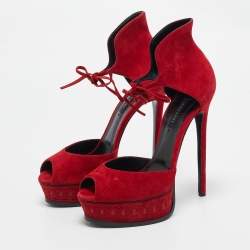 Casadei Red Suede Ankle Strap Sandals Size 40