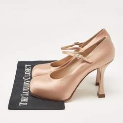 Pre Owned Casadei Pink Satin Platform Mary Jane Pumps Size 40