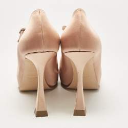 Pre Owned Casadei Pink Satin Platform Mary Jane Pumps Size 40