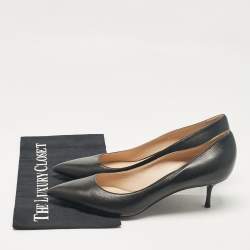 Pre Owned Casadei Black Leather Pointed Toe Pumps Size 41