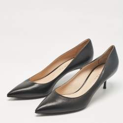 Pre Owned Casadei Black Leather Pointed Toe Pumps Size 41