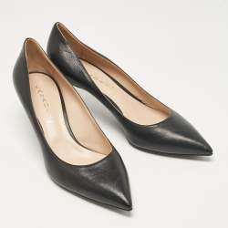 Pre Owned Casadei Black Leather Pointed Toe Pumps Size 41