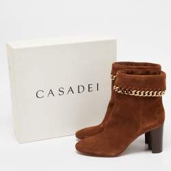 Casadei Brown Suede Ankle Length Boots Size 39