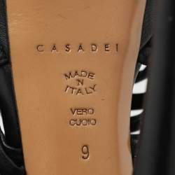 Casadei Black Leather Caged Platform Sandals Size 39