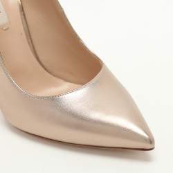 Pre Owned Casadei Metallic Rose Gold Leather Pointed Toe Pumps Size 38