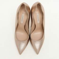 Pre Owned Casadei Metallic Rose Gold Leather Pointed Toe Pumps Size 38