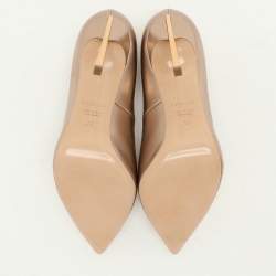 Pre Owned Casadei Metallic Rose Gold Leather Pointed Toe Pumps Size 38