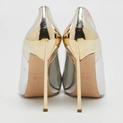 Pre Owned Casadei Tricolor Leather Pointed Toe Pumps Size 39