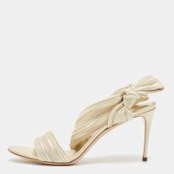 Casadei Cream Fabric Ankle Strap Sandals Size 38.5