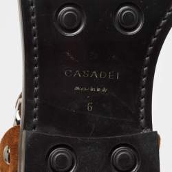 Casadei Brown Suede Chain Detail Knee Length Boots Size 36