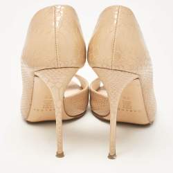 Casadei Beige Python Embossed Leather D'orsay Pumps Size 37.5