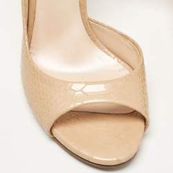 Casadei Beige Python Embossed Leather D'orsay Pumps Size 37.5