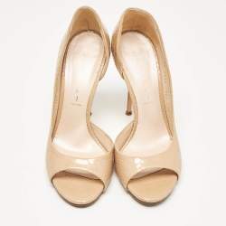 Casadei Beige Python Embossed Leather D'orsay Pumps Size 37.5