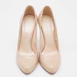 Pre Owned Casadei Beige Patent Leather Pointed Toe Pumps Size 39.5