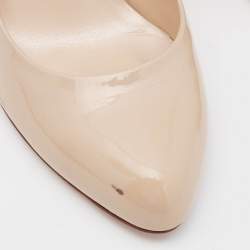 Pre Owned Casadei Beige Patent Leather Pointed Toe Pumps Size 39.5