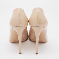 Pre Owned Casadei Beige Patent Leather Pointed Toe Pumps Size 39.5