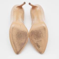 Pre Owned Casadei Beige Patent Leather Pointed Toe Pumps Size 39.5