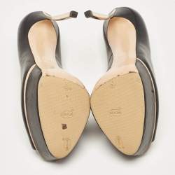 Pre Owned Casadei Black Patent Leather Peep Toe Pumps Size 39