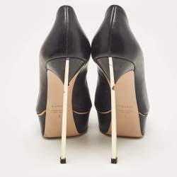 Pre Owned Casadei Black Patent Leather Peep Toe Pumps Size 39