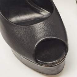 Pre Owned Casadei Black Patent Leather Peep Toe Pumps Size 39