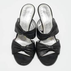 Casadei Black Leather Slide Sandals Size 38