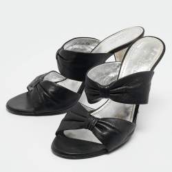 Casadei Black Leather Slide Sandals Size 38