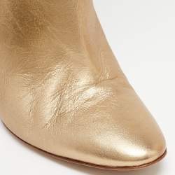 Casadei Gold Leather Mid Calf Boots Size 37