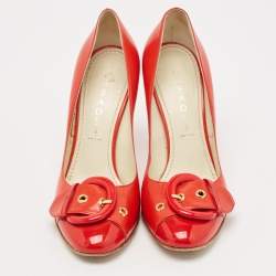 Casadei Red Leather Buckle Detail Pumps Size 37