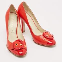 Casadei Red Leather Buckle Detail Pumps Size 37
