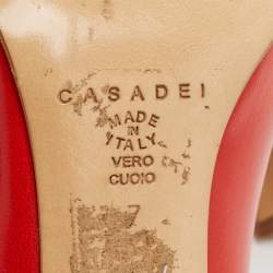 Casadei Red Leather Buckle Detail Pumps Size 37