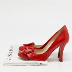 Casadei Red Leather Buckle Detail Pumps Size 37