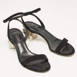Casadei Black Suede Ankle Strap Block Heel  Sandals Size 39