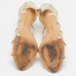 Casadei Gold Leather and Mesh Open Toe Ankle Length Boots Size 39