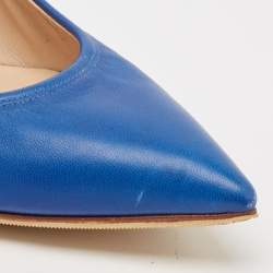 Casadei Blue Croc Embossed Patent Leather and Leather Pointed Toe Pumps Size 38.5