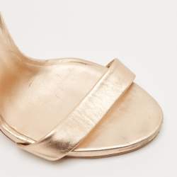 Pre Owned Casadei Gold Foil Leather Techno Blade Ankle Strap Sandals Size 36