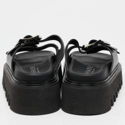 Pre Owned Casadei Black Leather Florence Buckle Sandals Size 39.5