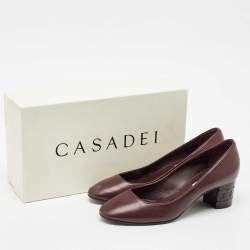 Pre Owned Casadei Purple Leather Embossed Chain Heel Pumps Size 37