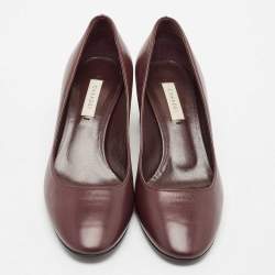 Pre Owned Casadei Purple Leather Embossed Chain Heel Pumps Size 37