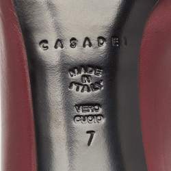 Pre Owned Casadei Purple Leather Embossed Chain Heel Pumps Size 37