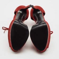 Casadei Red Suede Camoscio Ankle Strap Sandals Size 40
