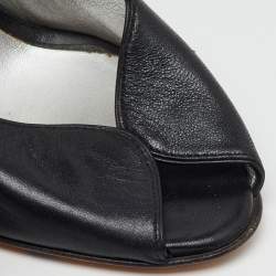 Casadei Black Leather Slingback Wedge Pumps Size 38.5