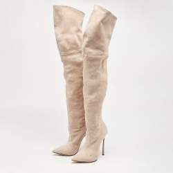 Casadei Beige Suede Thigh High Boots Size 36