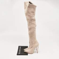 Casadei Beige Suede Thigh High Boots Size 36