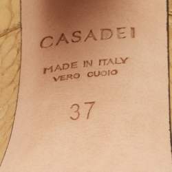 Casadei Yellow Python Embossed Leather Round Toe Pumps Size 37