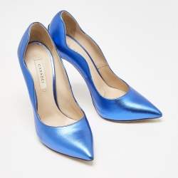 Casadei Blue/Gold Leather Techno Blade Pumps Size 35.5